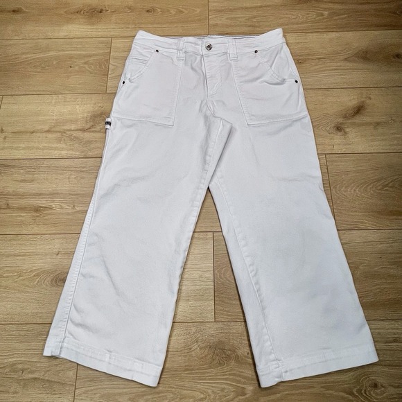Tommy Hilfiger Womens Carpenter Pants Size 12 Wide Leg‎ VTG Hammer Loop White - Picture 1 of 12